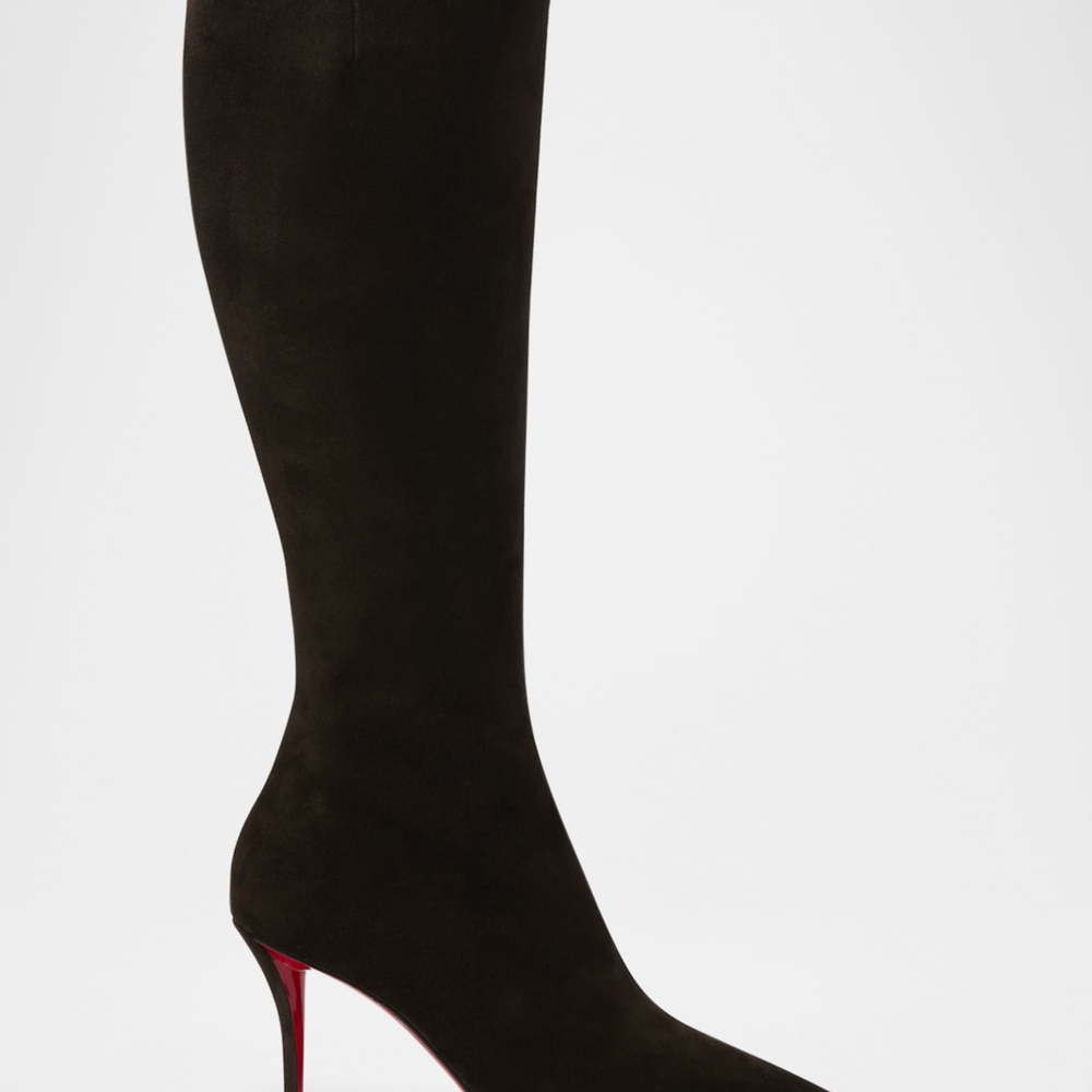 Christian Louboutin Black Heeled Boots with Red Sole
